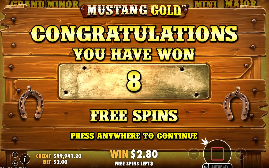 Free Spins with horseshoe Money Symbols and Collect symbol