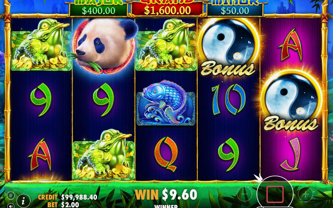 Free Spins screen showing the BONUS yin-yang symbol