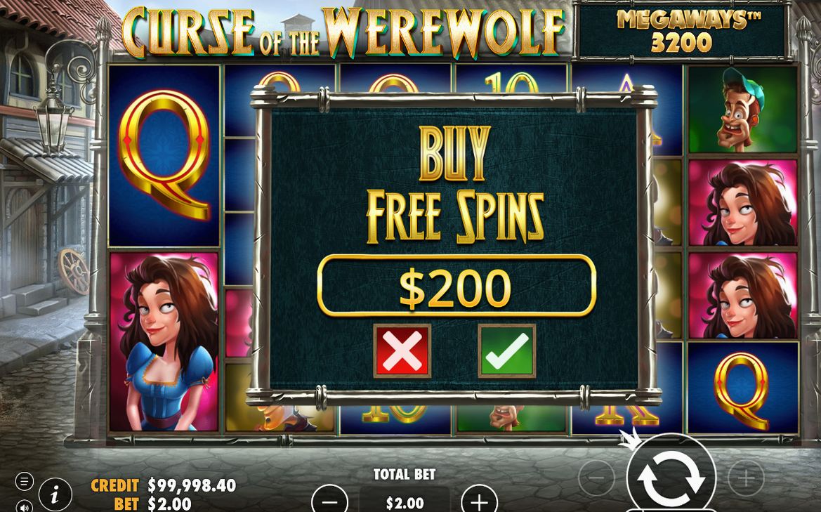 ATTACKING WEREWOLF hitting a villager during Free Spins