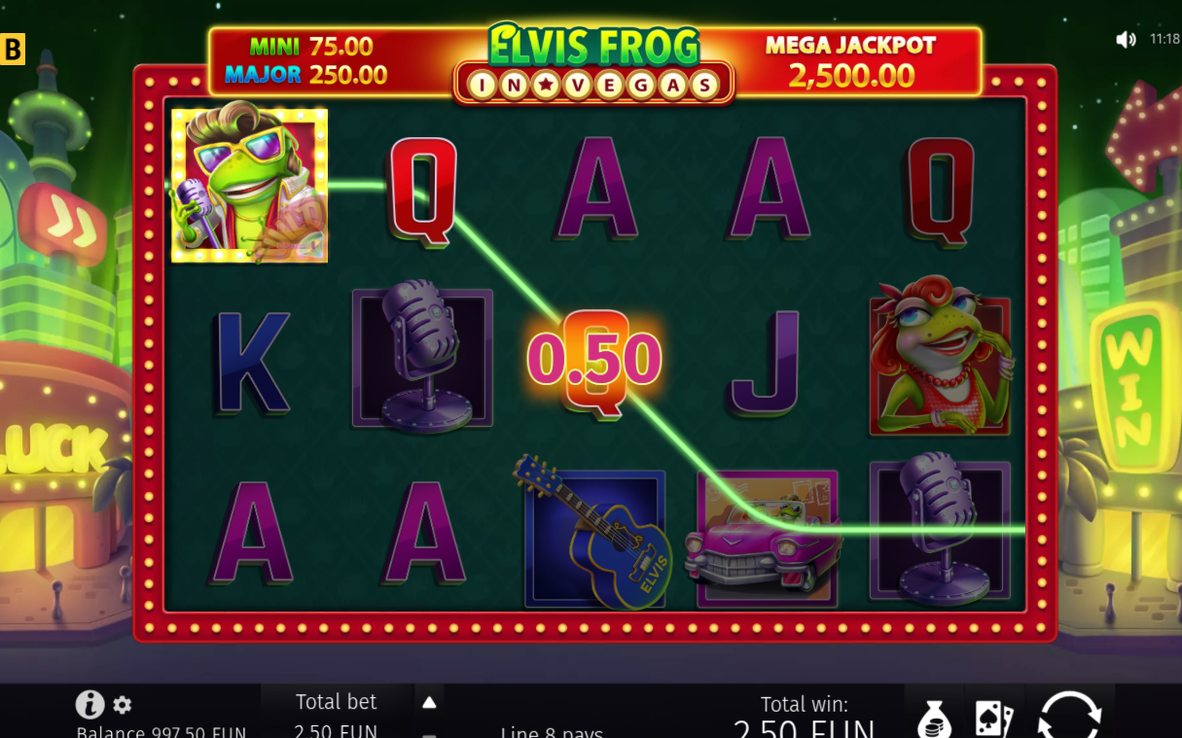 Winning symbols on one of the 25 paylines